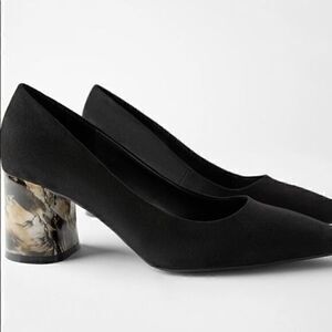 ZARA MARBLE EFFECT MID-HEIGHT HEEL SHOES